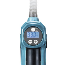 Digital display på en batteridriven luftpump som visar 830 Kilopascal, med plus- och minusknappar.