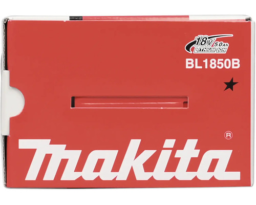 Förpackning för Makita batteri BL1850B, 18 Volt, 5,0 Amperetimmar Litiumjon, Makita Logo.