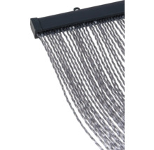 Gardin av flätade snören med upphängningsskena