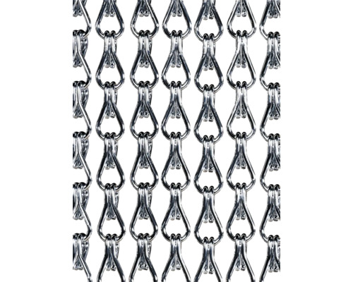 Metallkedjegardin med droppformade länkar