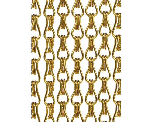 Detalj av guldfärgad kedjegardin