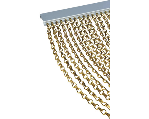 Guldfärgad kedjegardin med fästskena