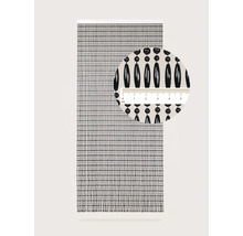 Pärlgardin med detaljvy och mätskala i centimeter