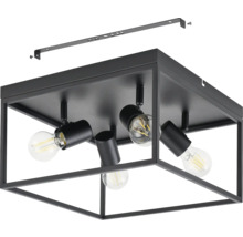 Svart taklampa med fyra glödlampor och monteringsmaterial