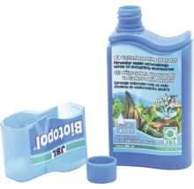 JBL Biotopol vattenberedningspreparat för sötvattensakvarier, blå flaska med doseringsmått.