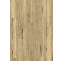 Laminatgolv i rustik ekdekor med tydlig ådring och synliga sprickor.