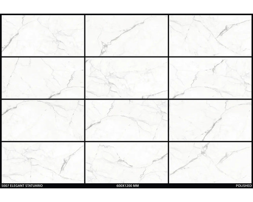 Polerade plattor med marmorlook, format 600x1200 mm