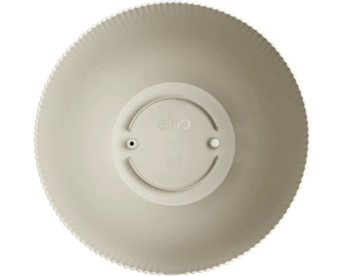 elho blomkruka i plast, vy ovanifrån av insidan med räfflad kant och dräneringshål.