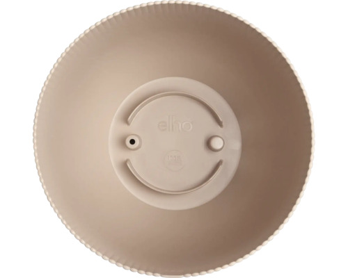 Elho planteringsskål i plast i beige, sedd uppifrån.