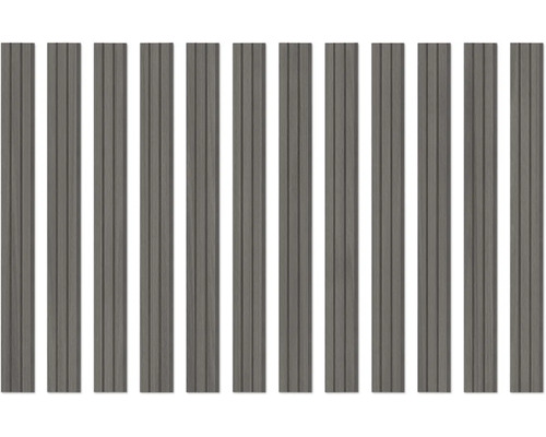 Väggbeklädnad med vertikala paneler i trälook.