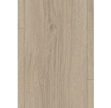 Laminatgolv med ekträåring och synlig kvist.