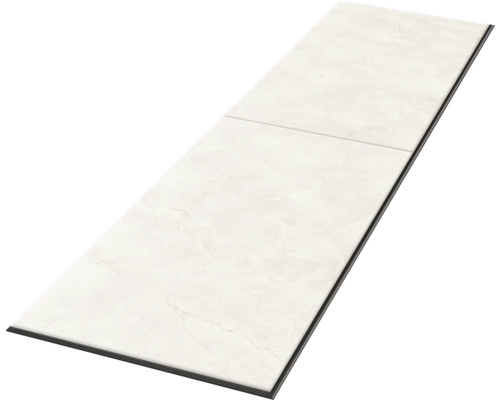 Golvplatta med marmoreffekt av fint stengods i rektangulär form.