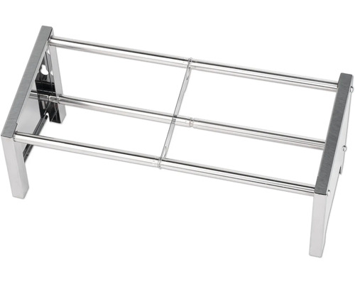 Utdragbart skoställ i metall med tre teleskopstänger.