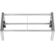 Utdragbar skohylla i förkromad metall med tre stänger.