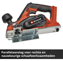 Einhell batteridriven hyvel med parallellanslag för raka och exakta hyvlingsarbeten.