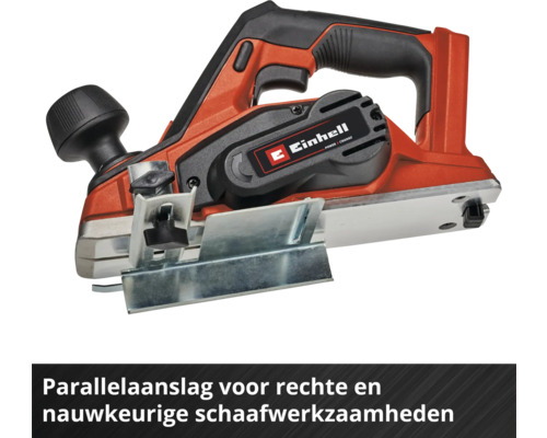 Einhell batteridriven hyvel med parallellanslag för raka och exakta hyvlingsarbeten.