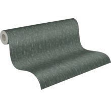 Non-woven tapet i stenlook med mörkgrönt tegelmönster