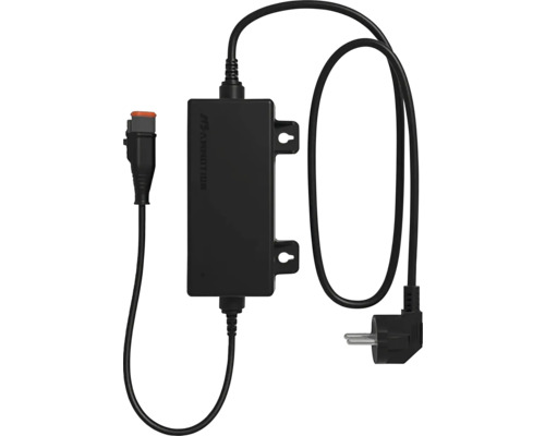 Ambiton transformator för LED-belysning med stickkontakt, monteringsöglor och anslutningskabel.