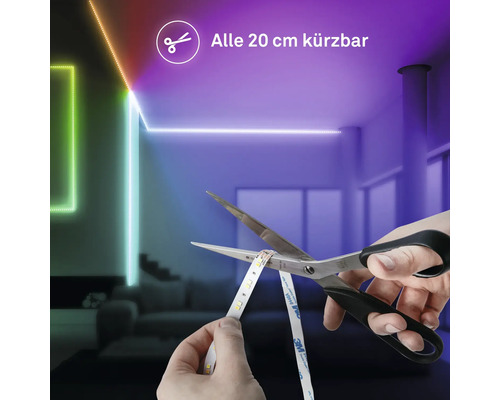 LED-list som kortas av med en sax, kan kortas av var 20:e centimeter.
