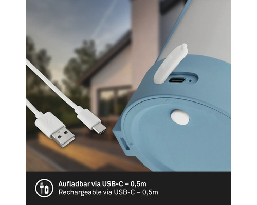 Detaljvy av en produkt med USB-C anslutning och en 0,5 meter lång USB laddningskabel.