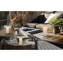 Briloner LED bordslampa för utomhusbruk på träbord i olika trädgårds- och terrassmiljöer, modern design, trådlös.