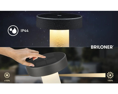 Briloner LED-bordslampa med IP44-stänkskydd och touch-dimmerfunktion från cirka 10 till 100 procent.