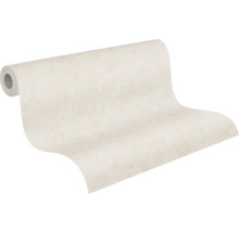 Non-woven tapet med fin struktur, enfärgad ljusbeige.