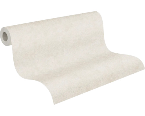 Non-woven tapet med fin struktur, enfärgad ljusbeige.