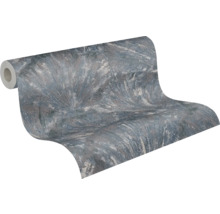 Non-woven tapet på rulle med strukturerat stenutseende och marmoreffekt i grått och blått.