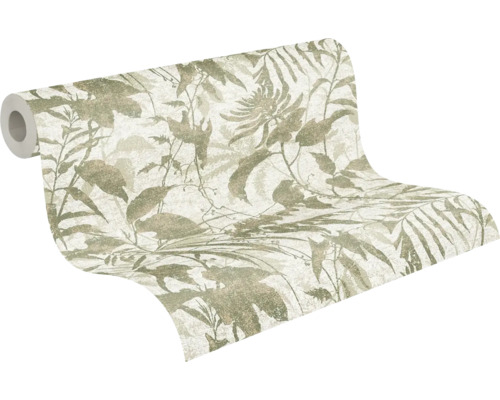Non-woven tapet med botaniskt mönster av blad och blommor
