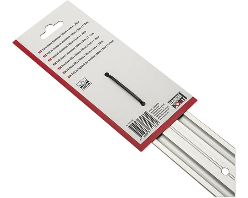 Spårskena i aluminium 100 centimeter gånger 5 centimeter gånger 1,15 centimeter, belastningskapacitet 1000 dekanewton, med Cargo Point Logo.