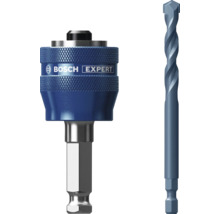 Blå Bosch Expert adapter och borr med sexkantsskaft.