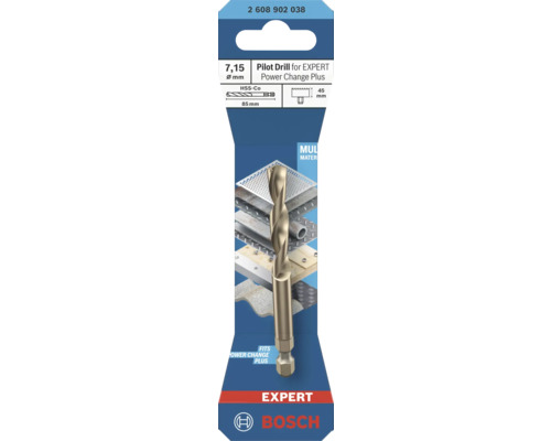 Bosch HSS-Co centrerborr Expert Power Change Plus, diameter 7,15 millimeter, längd 85 millimeter, för flera material, Bosch Logo.