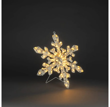 LED-snöflinga med varmvita lampor och metallstativ för juldekoration.