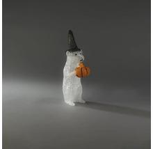 Halloween dekorationsfigur mus med häxhatt och pumpa av akryl.