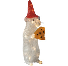 LED julfigur mus med röd mössa och ost, belyst dekoration för inomhus- och utomhusbruk.