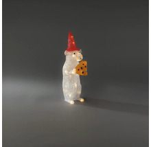 LED-julfigur mus med röd mössa och ost, belyst juldekoration.