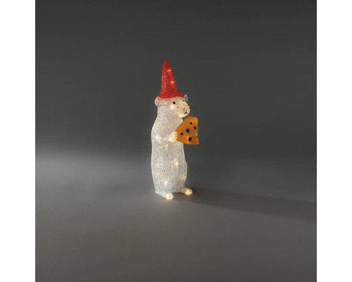 LED-julfigur mus med röd mössa och ost, belyst juldekoration.