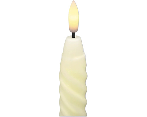 Cremefärgat LED-kronljus i skruvad design med flamformad lampa