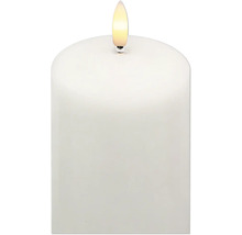 Vitt LED-blockljus med realistisk flamma.
