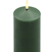 Grönt LED-blockljus med flamformat ljus.