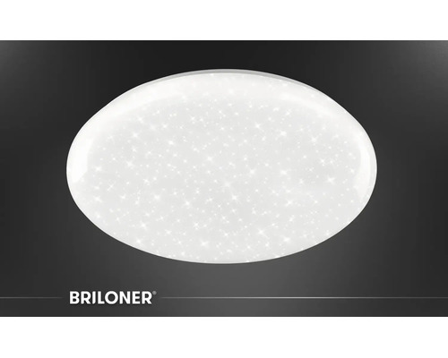 Rund LED-taklampa med stjärnhimmeleffekt. Briloner Logo.