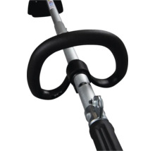Ergonomiskt loophandtag för röjsåg på ett aluminiumskaft.
