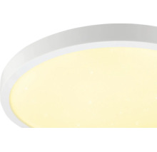 Rund LED-taklampa i plast med stjärnhimmelseffekt.