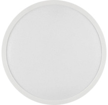 Rund LED-panel för tak- eller väggmontering med vit ram och frostad diffuser.