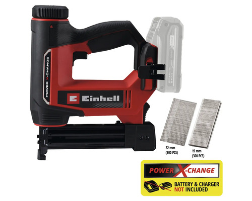 Einhell batteridriven dyckertpistol Power X-Change inklusive 300 stycken 32 millimeter och 300 stycken 19 millimeter klammer. Utan batteri och laddare.