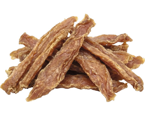 Hundgodis bestående av torkade köttremsor.