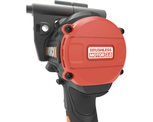 Detaljvy av ett Worx elverktyg med borstlös motor 2.0.