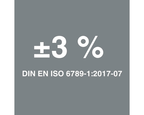 Mätnoggrannhet på plus minus 3 procent enligt DIN EN ISO 6789.