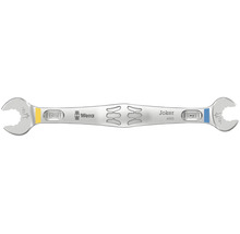 Wera Joker 6005 dubbel öppen fast nyckel av metall med storlekarna 7 och 9 millimeter och Wera Logo.